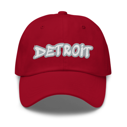 'Detroit' Dad Hat (Silver Tag Font)