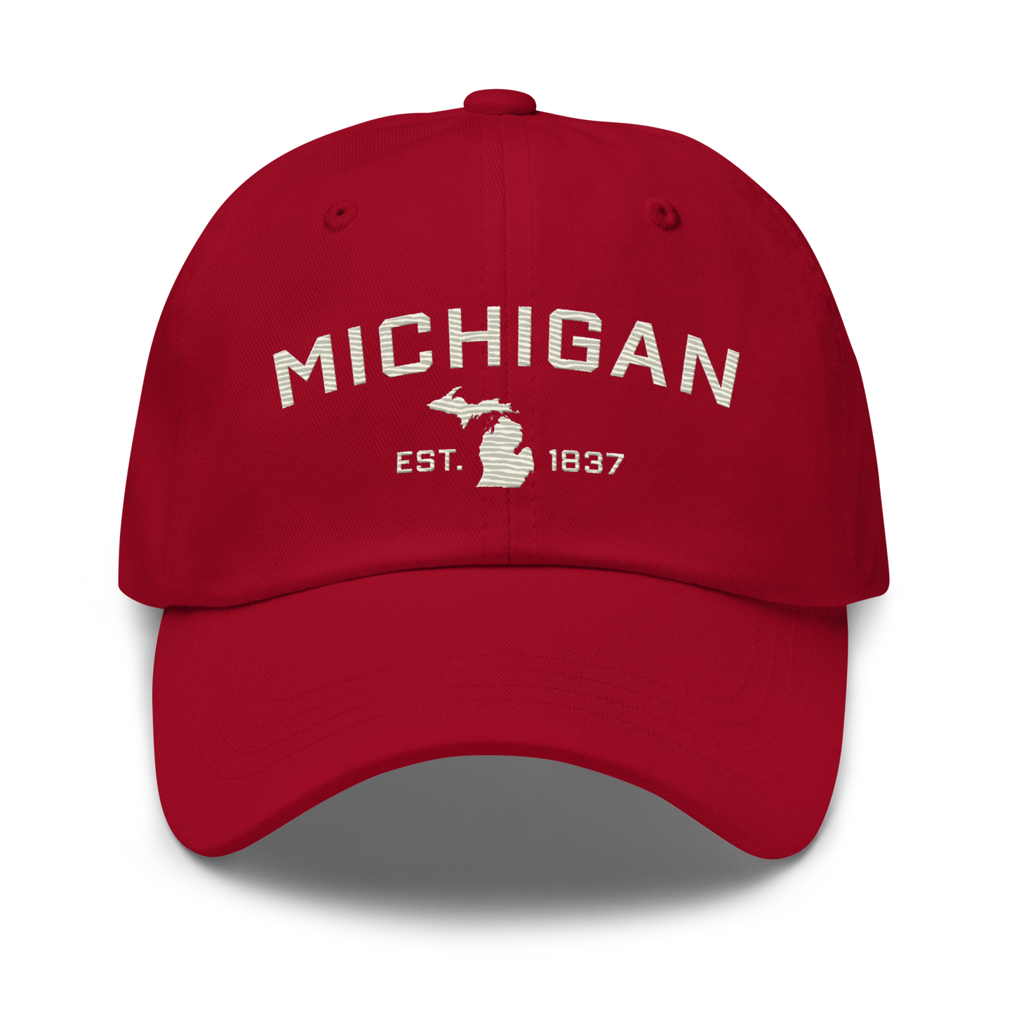 'Michigan EST 1837' Dad Hat (Athletic Font) | Ivory White