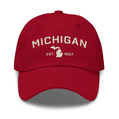 'Michigan EST 1837' Dad Hat (Athletic Font) | Ivory White