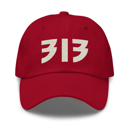 Detroit '313' Dad Hat (Glam Rock Font) | Ivory White