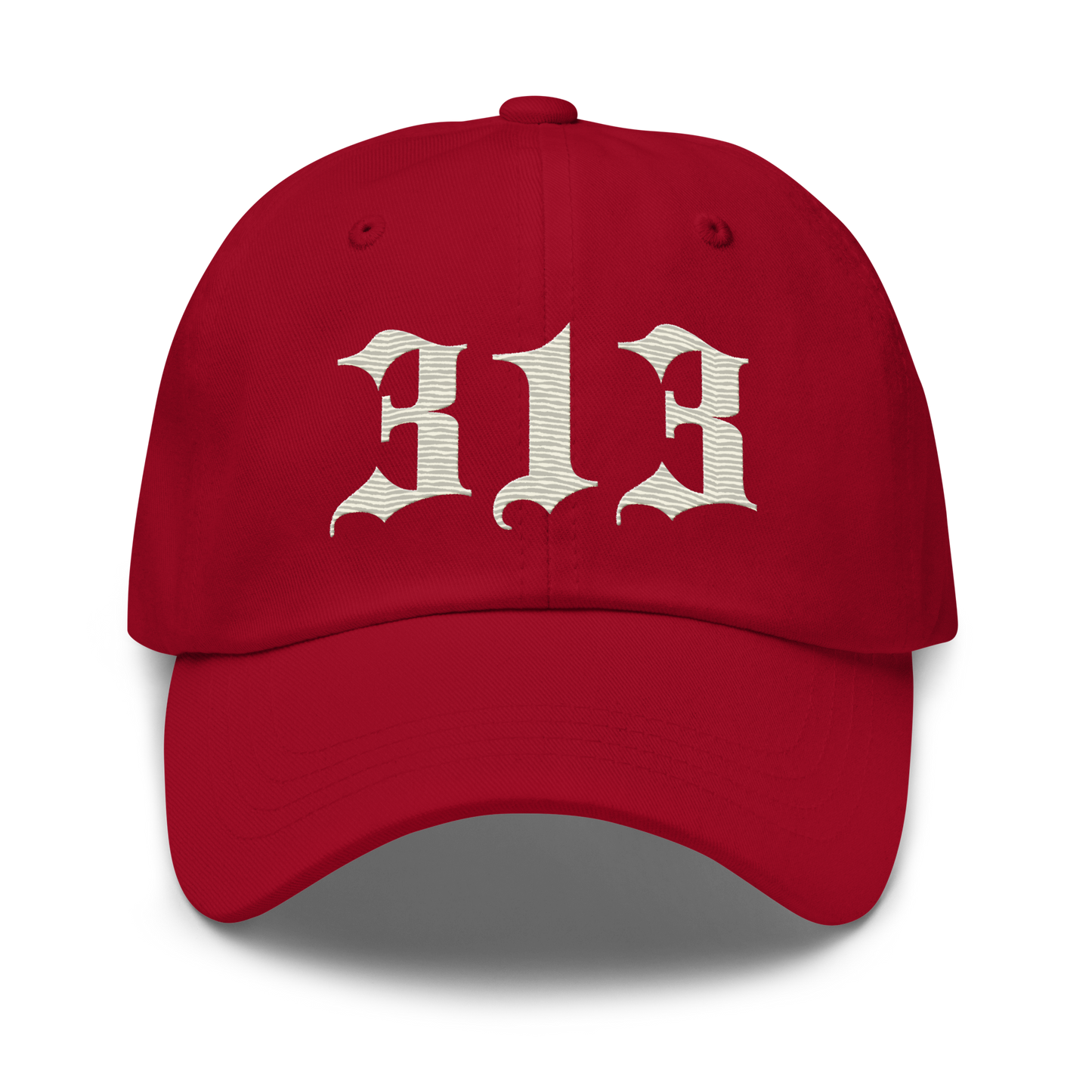 Detroit '313' Dad Hat (Old English Font) | Ivory White