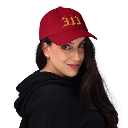 Detroit '313' Dad Hat (Old English Font) | Gold