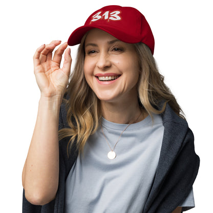 Detroit '313' Dad Hat (Aliform Red Tag Font)