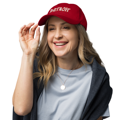 'Detroit' Dad Hat (Aliform Red Tag Font)