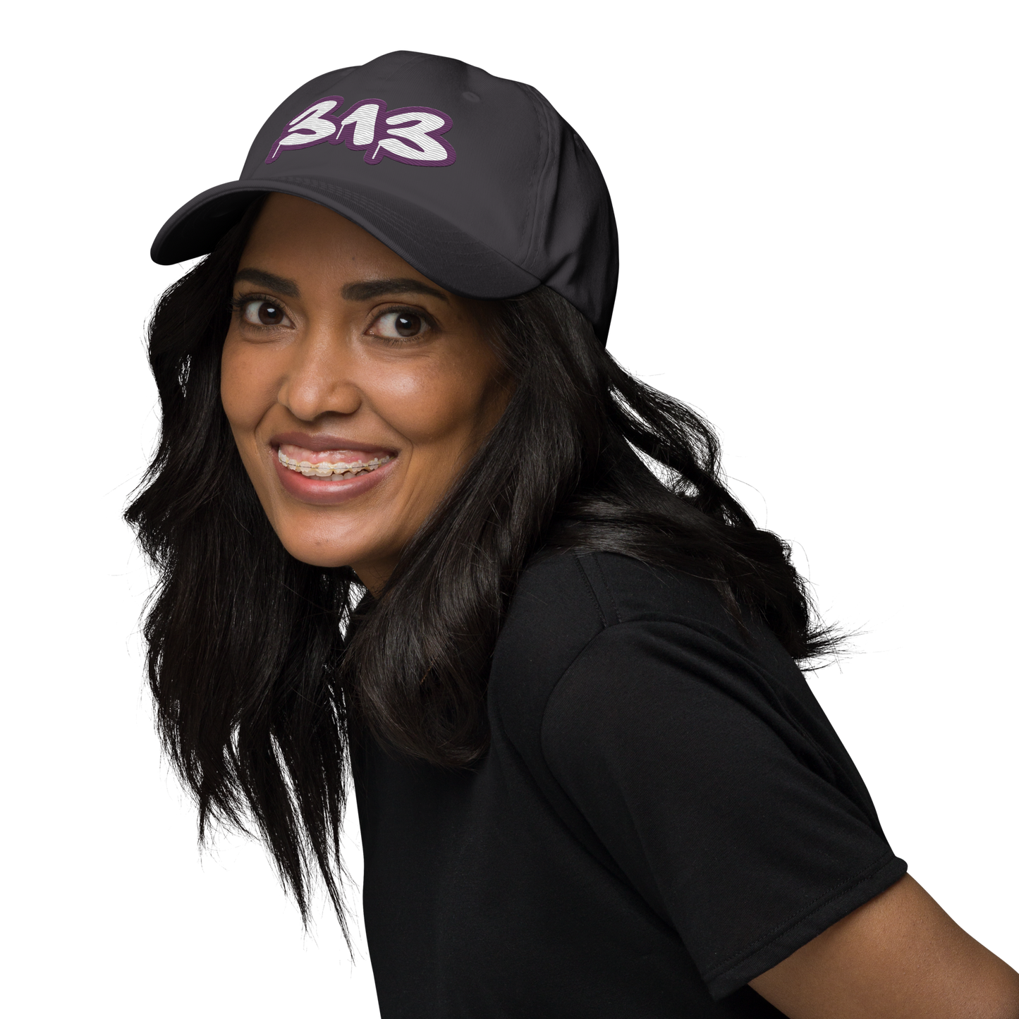 Detroit '313' Dad Hat (Plum Tag Font)