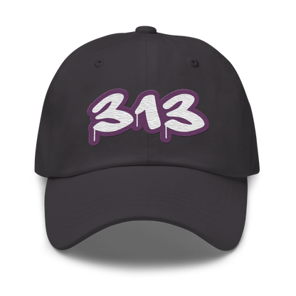 Detroit '313' Dad Hat (Plum Tag Font)