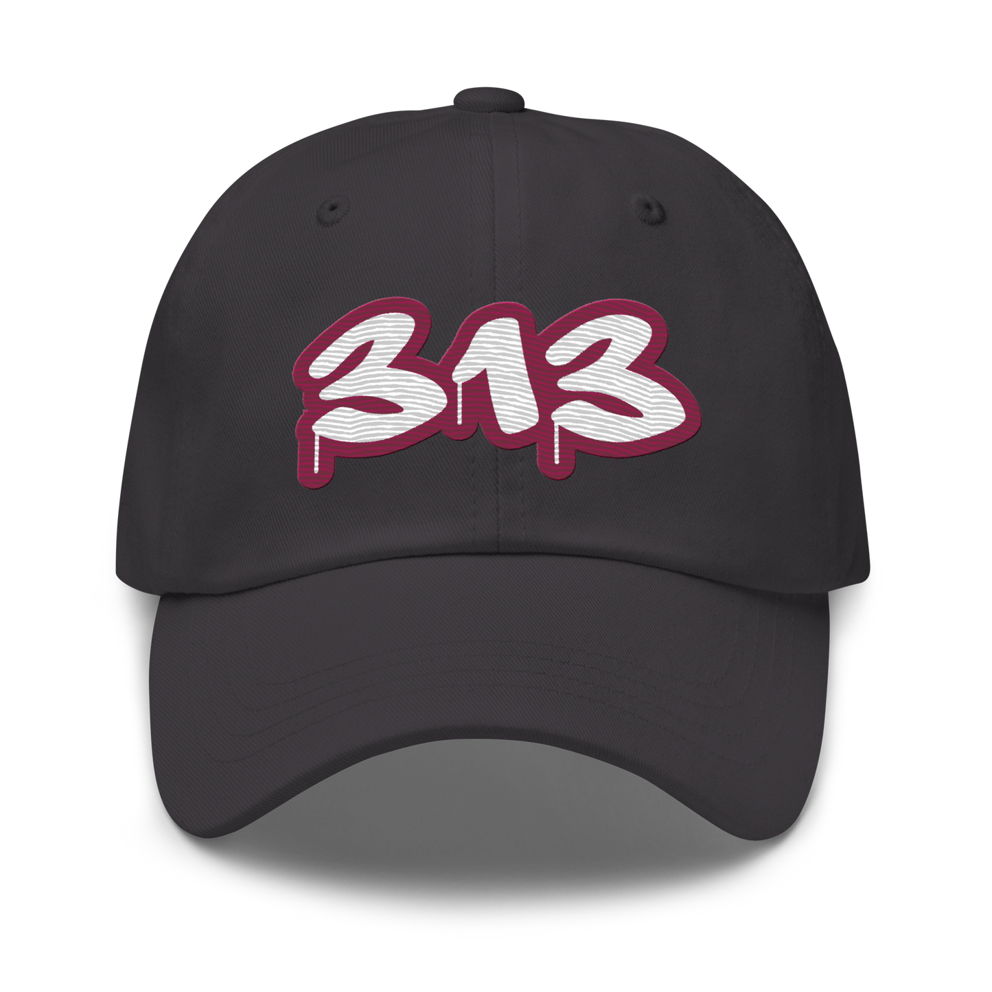 Detroit '313' Dad Hat (Ruby Red Tag Font)