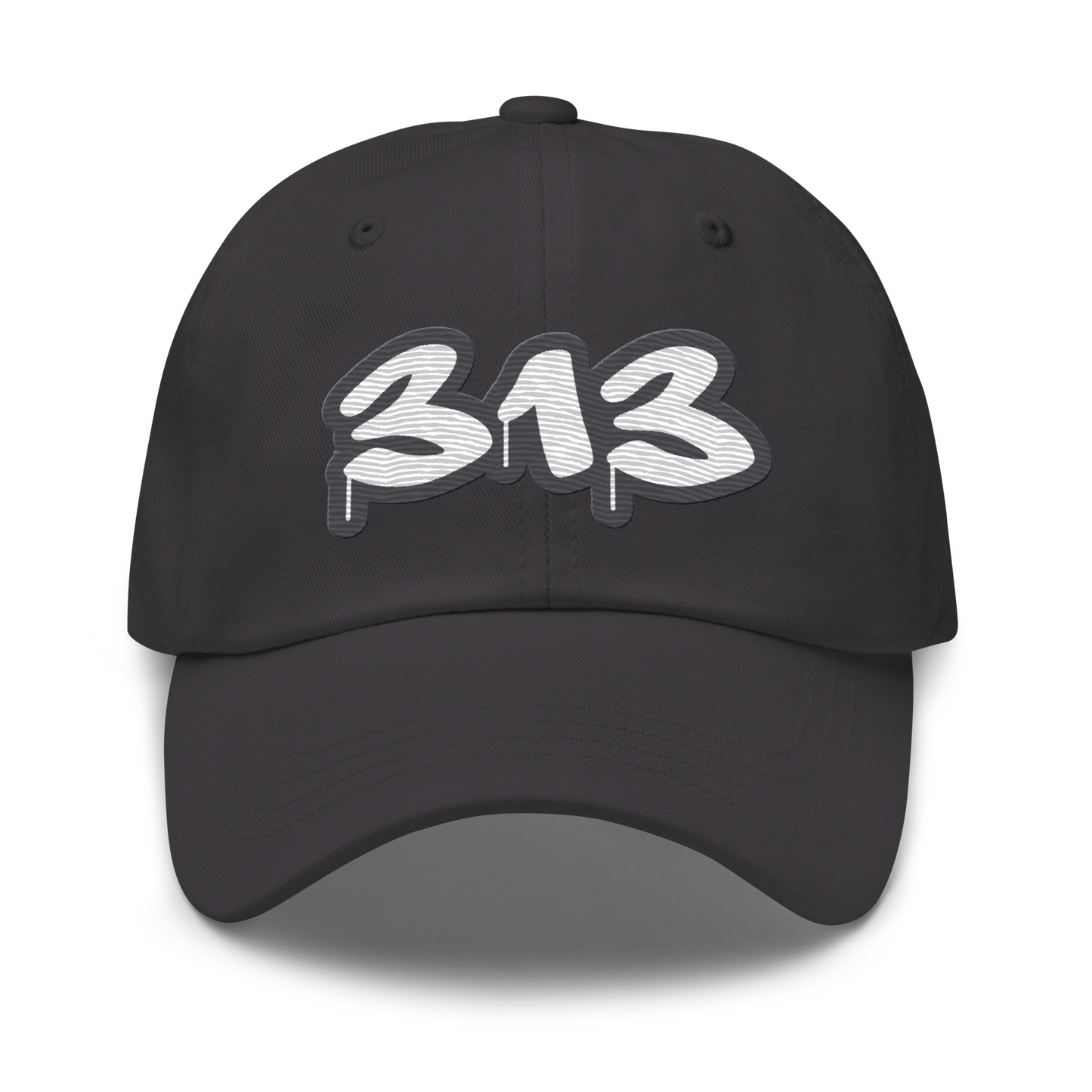 Detroit '313' Dad Hat (Iron Ore Grey Tag Font)