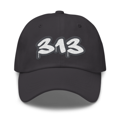 Detroit '313' Dad Hat (Iron Ore Grey Tag Font)