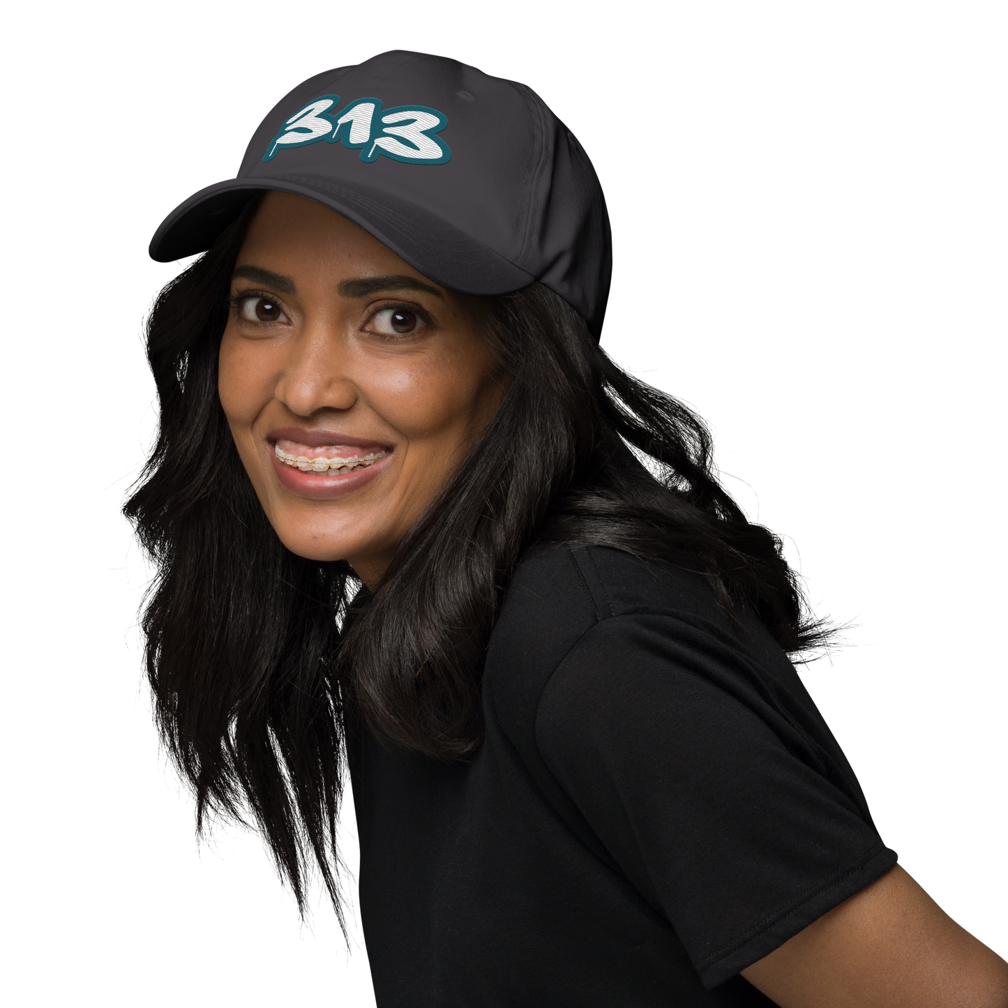 Detroit '313' Dad Hat (Auburn Hills Teal Tag Font)