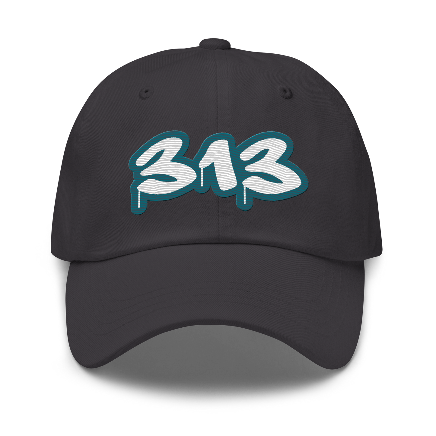 Detroit '313' Dad Hat (Auburn Hills Teal Tag Font)