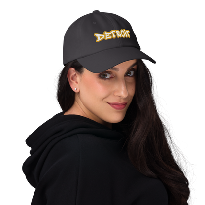 'Detroit' Dad Hat (Gold Tag Font)