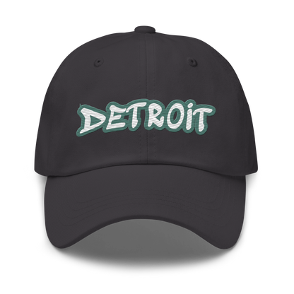 'Detroit' Dad Hat (Copper Green Tag Font)