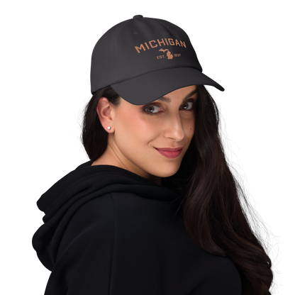 'Michigan EST 1837' Dad Hat (Athletic Font) | Copper