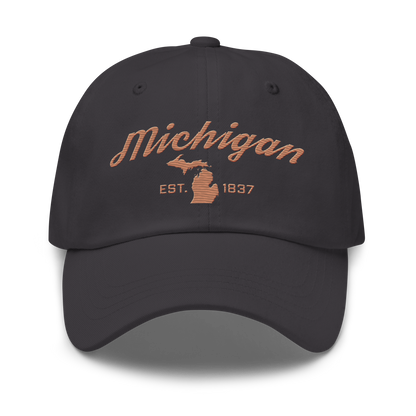 'Michigan EST 1837' Dad Hat (Script Font) | Copper