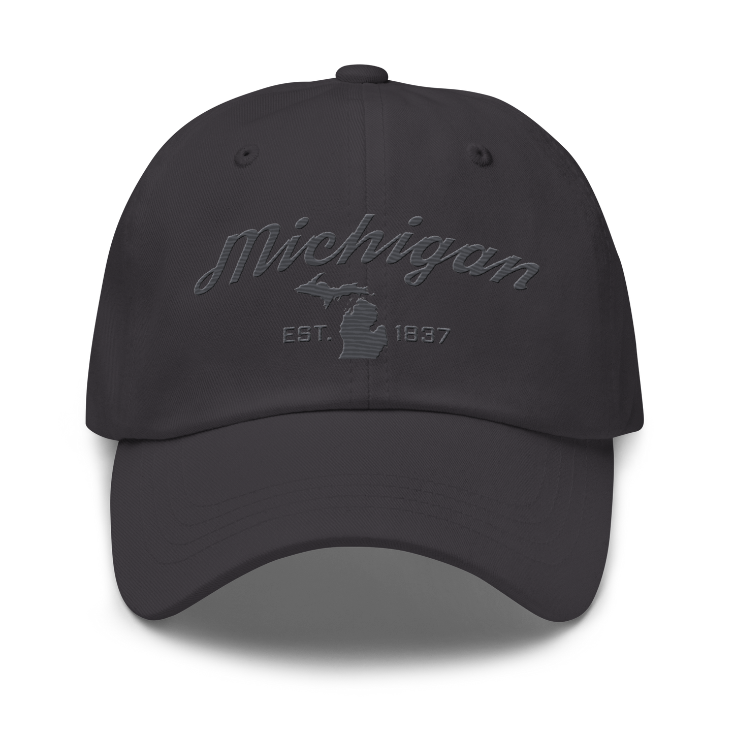 'Michigan EST 1837' Dad Hat (Script Font) | Iron Ore Grey