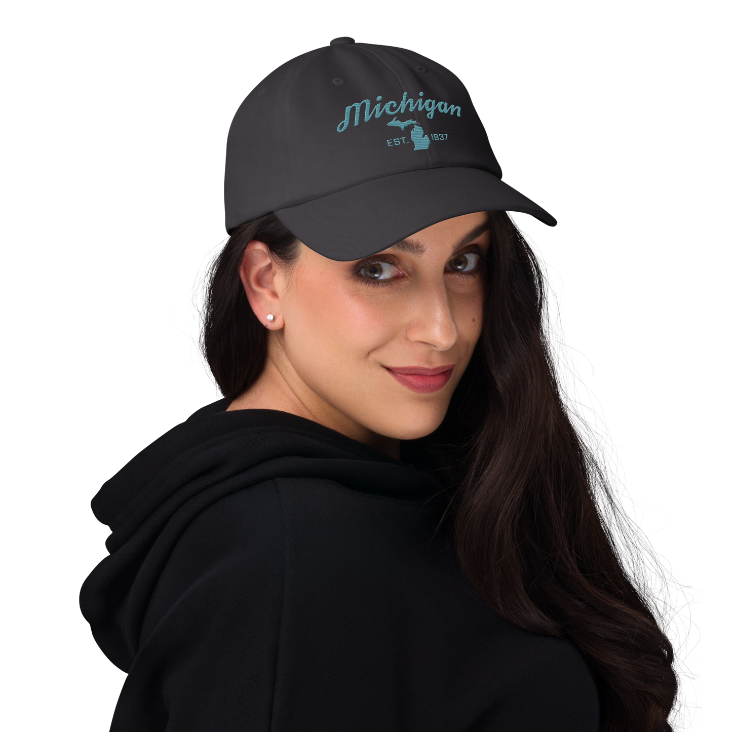 'Michigan EST 1837' Dad Hat (Script Font) | Huron Blue