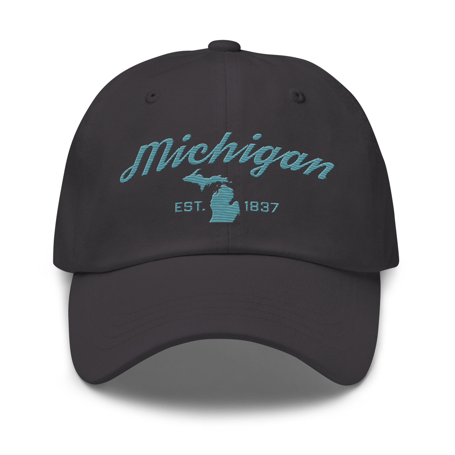 'Michigan EST 1837' Dad Hat (Script Font) | Huron Blue