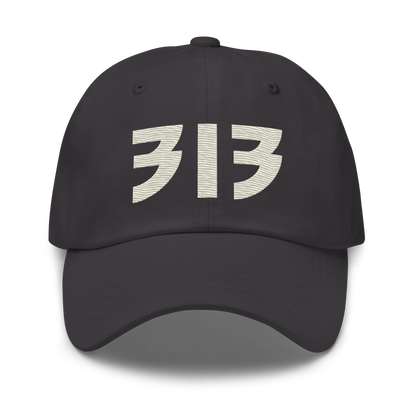 Detroit '313' Dad Hat (Glam Rock Font) | Ivory White