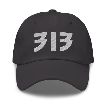 Detroit '313' Dad Hat (Glam Rock Font) | Platinum