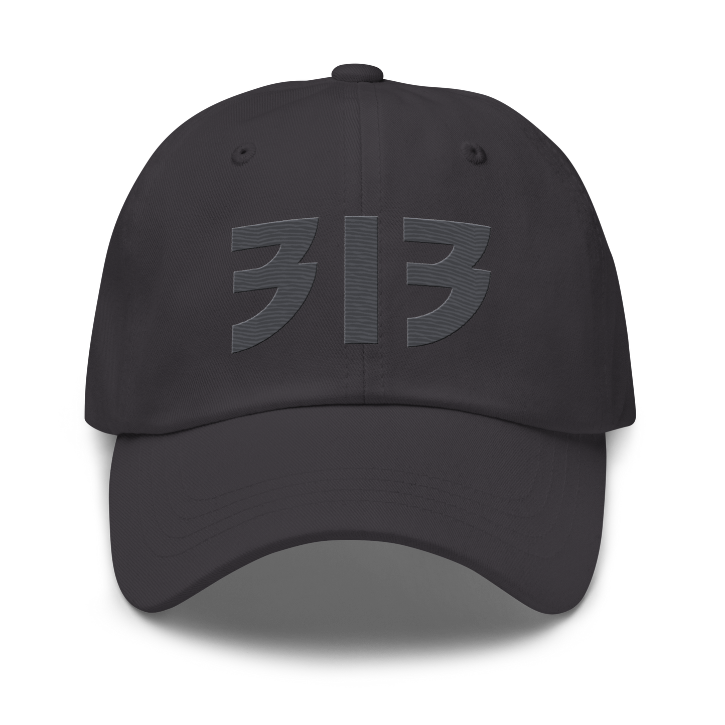 Detroit '313' Dad Hat (Glam Rock Font) | Iron Ore Grey