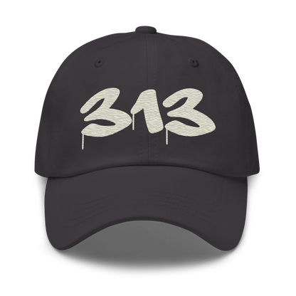 Detroit '313' Dad Hat (Tag Font) | Ivory White