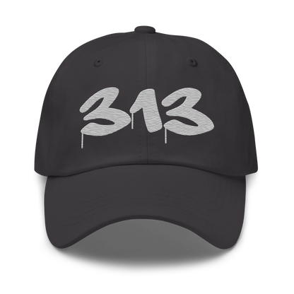 Detroit '313' Dad Hat (Tag Font) | Platinum