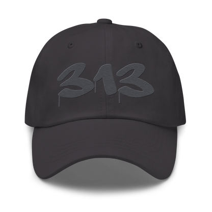 Detroit '313' Dad Hat (Tag Font) | Iron Ore Grey