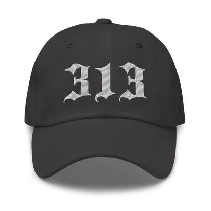 Detroit '313' Dad Hat (Old English Font) | Platinum