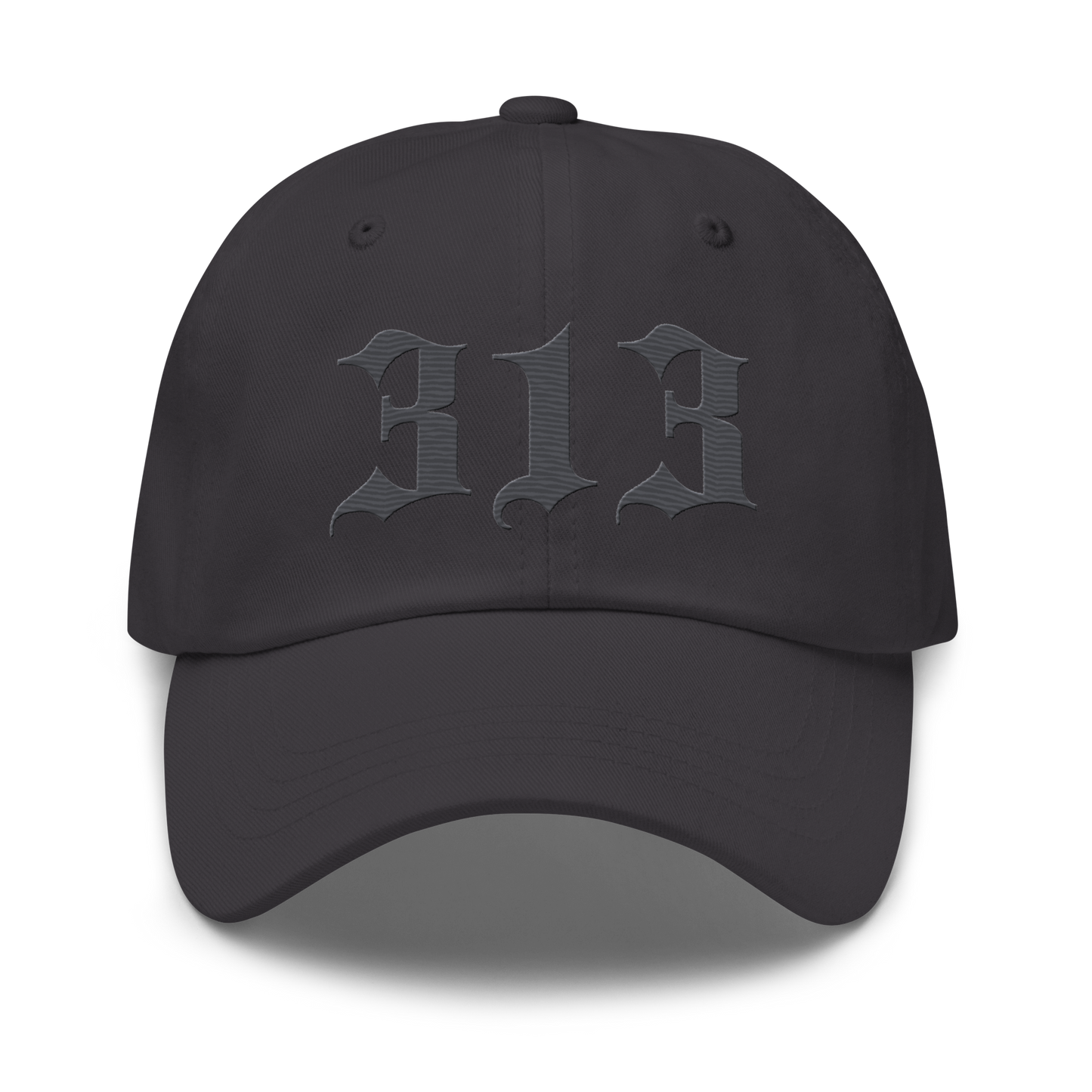 Detroit '313' Dad Hat (Old English Font) | Iron Ore Grey