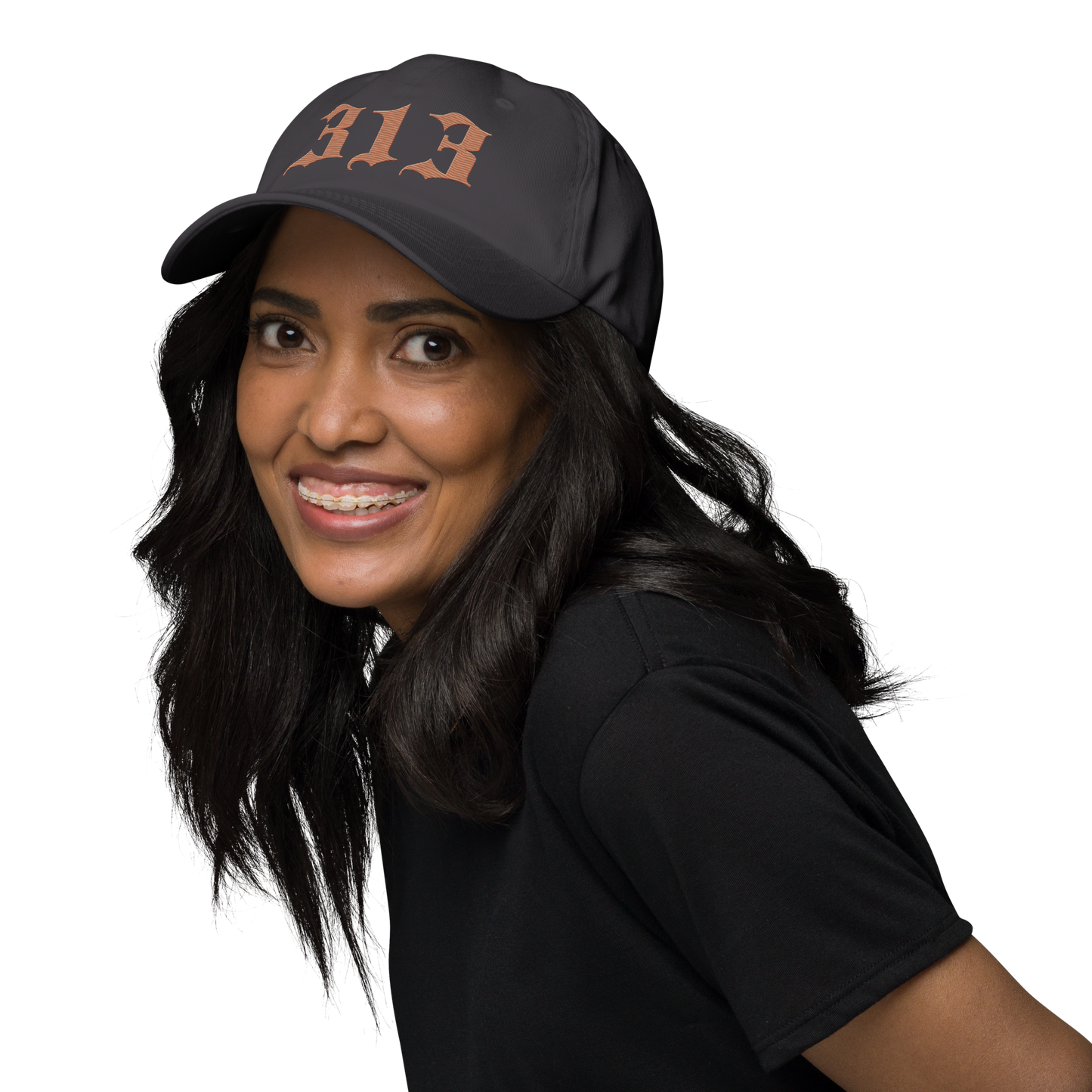 Detroit '313' Dad Hat (Old English Font) | Copper