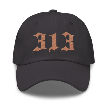 Detroit '313' Dad Hat (Old English Font) | Copper