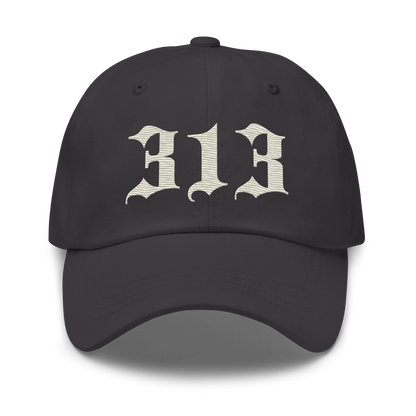 Detroit '313' Dad Hat (Old English Font) | Ivory White