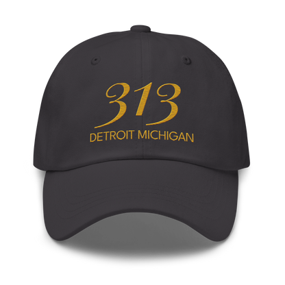 '313 Detroit Michigan' Dad Hat | Gold