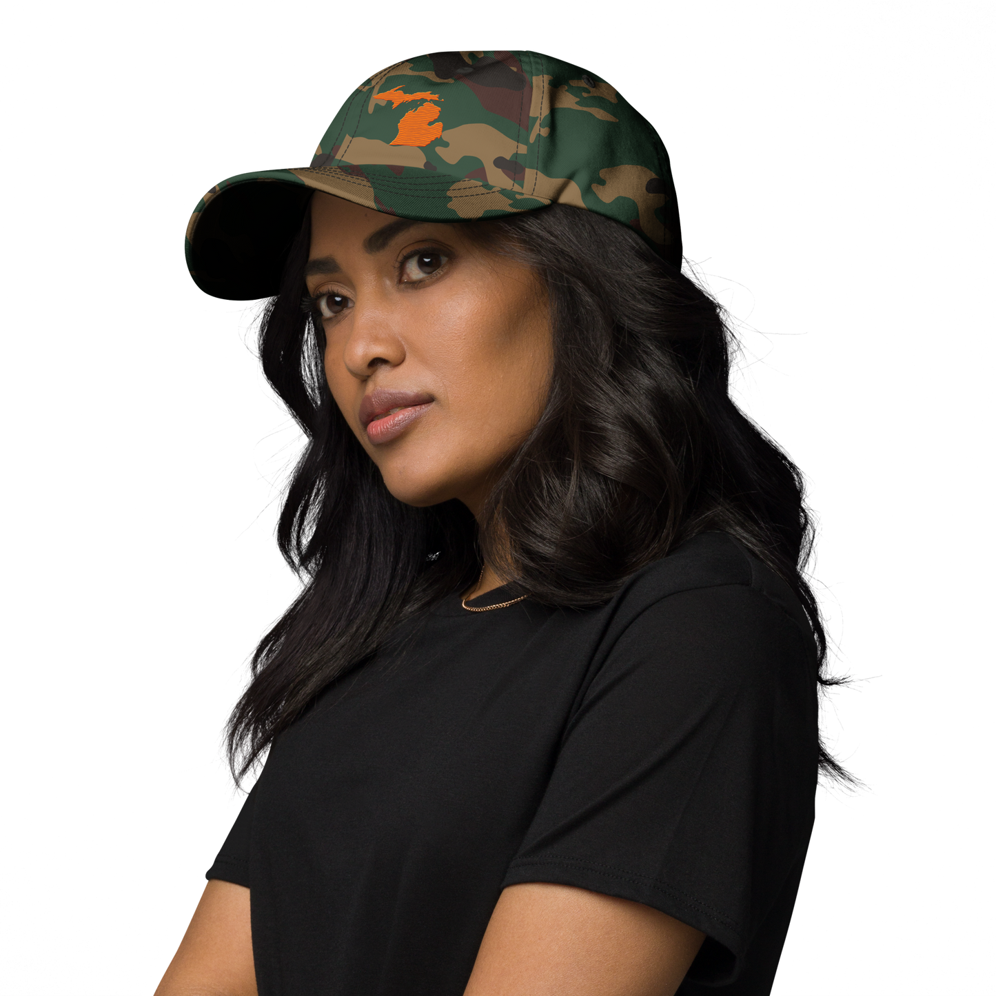 Michigan Camo Cap | Safety Orange Outline