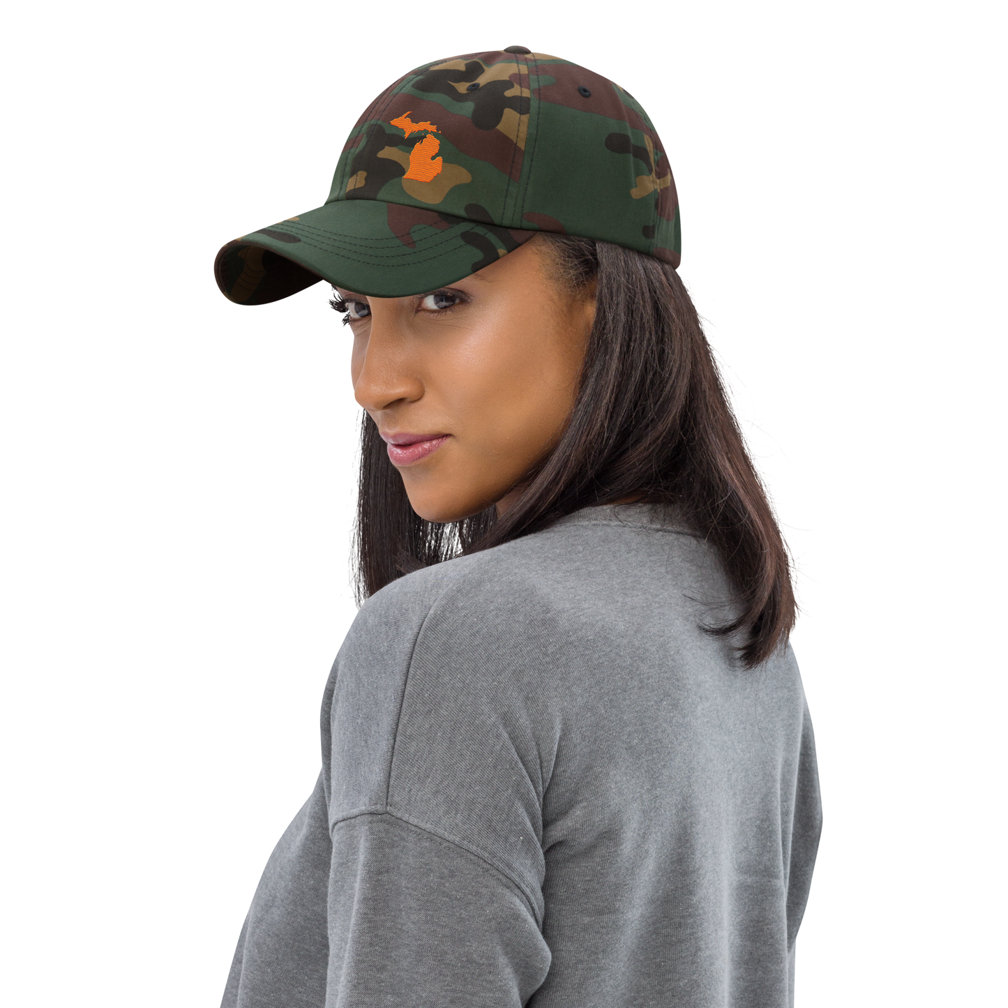 Michigan Camo Cap | Safety Orange Outline