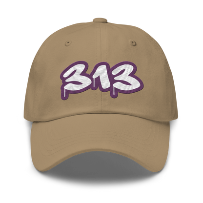 Detroit '313' Dad Hat (Plum Tag Font)