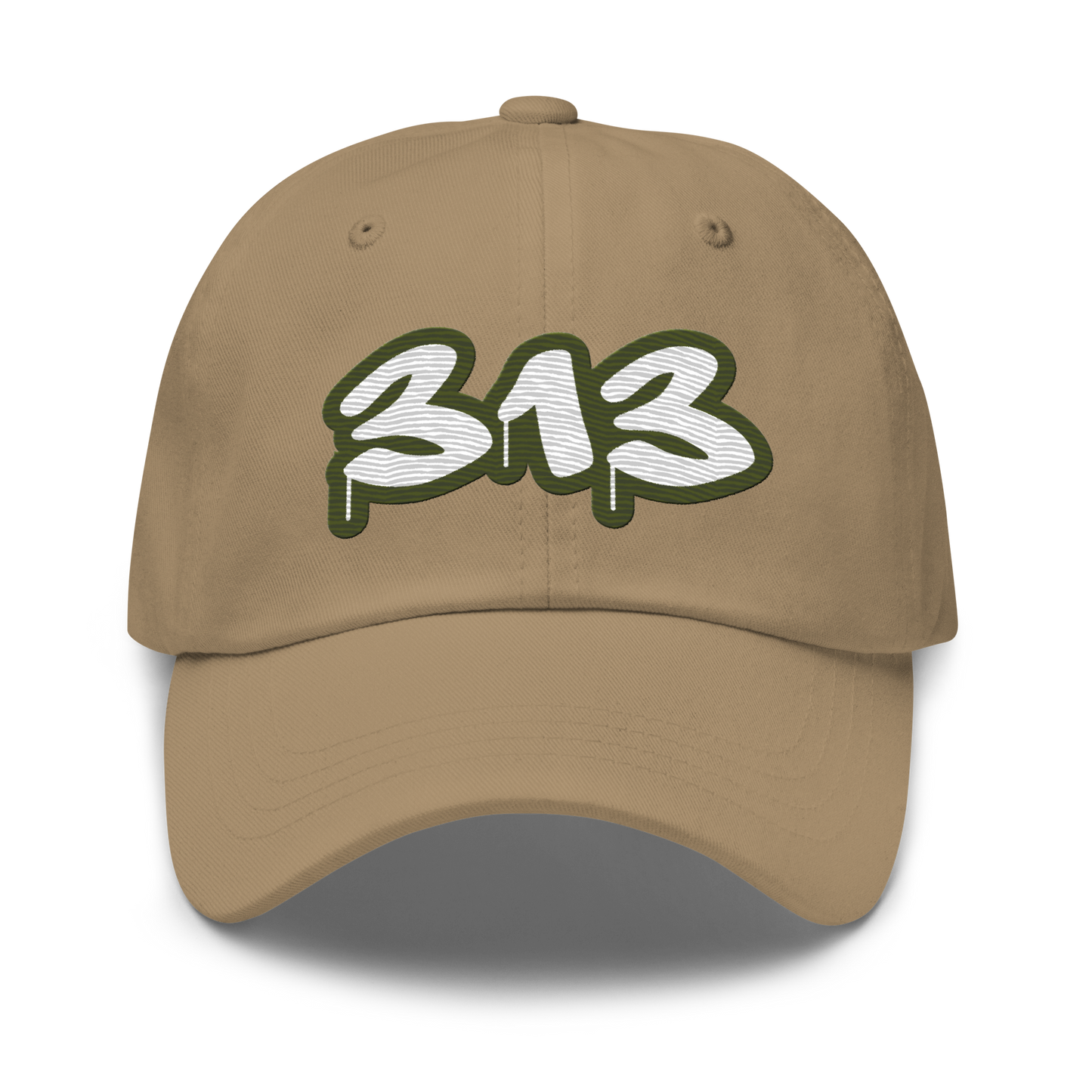 Detroit '313' Dad Hat (Army Green Tag Font)