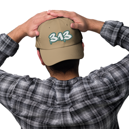 Detroit '313' Dad Hat (Copper Green Tag Font)