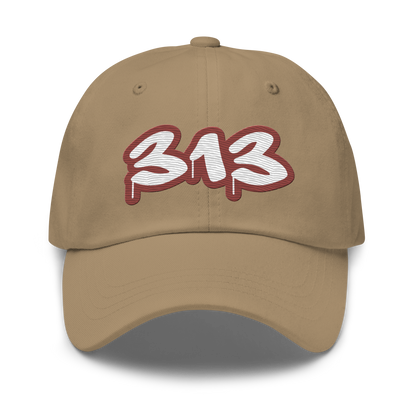 Detroit '313' Dad Hat (Ore Dock Red Tag Font)