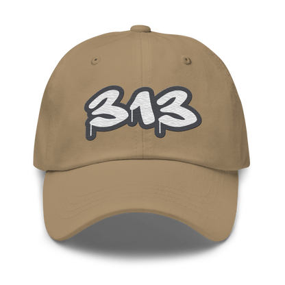 Detroit '313' Dad Hat (Iron Ore Grey Tag Font)