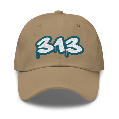 Detroit '313' Dad Hat (Auburn Hills Teal Tag Font)