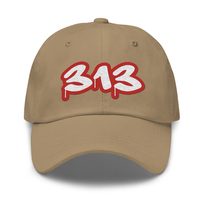 Detroit '313' Dad Hat (Aliform Red Tag Font)