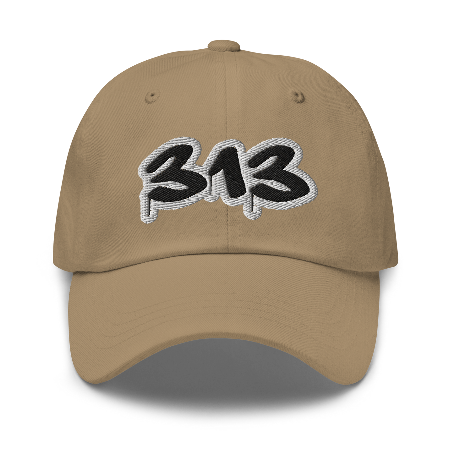 Detroit '313' Dad Hat (Black/White Tag Font)