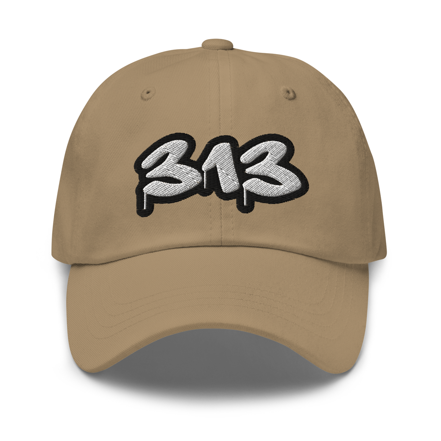 Detroit '313' Dad Hat (White/Black Tag Font)