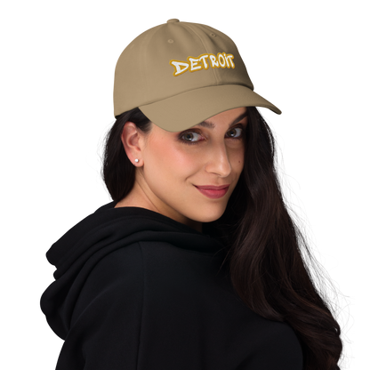 'Detroit' Dad Hat (Gold Tag Font)