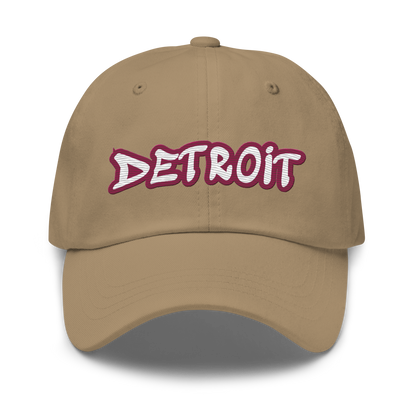 'Detroit' Dad Hat (Ruby Red Tag Font)