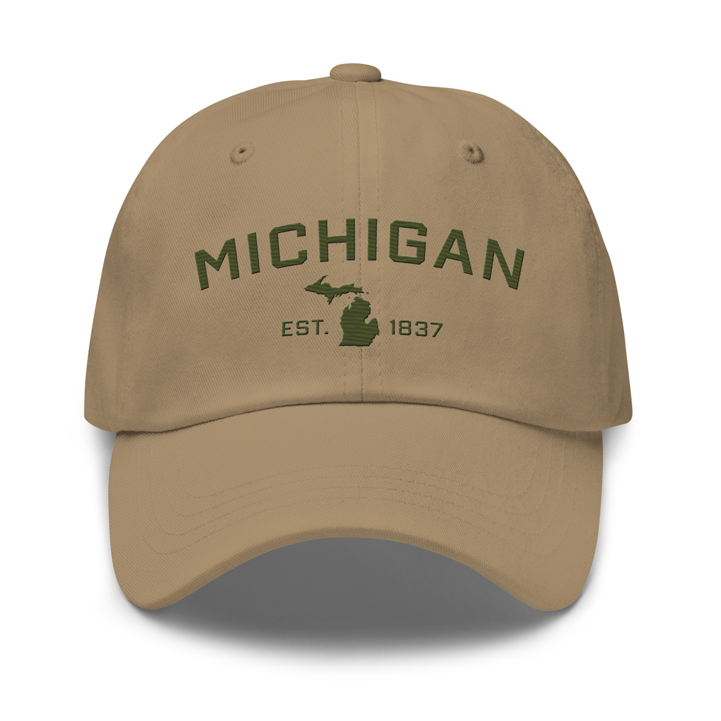 'Michigan EST 1837' Dad Hat (Athletic Font) | Army Green