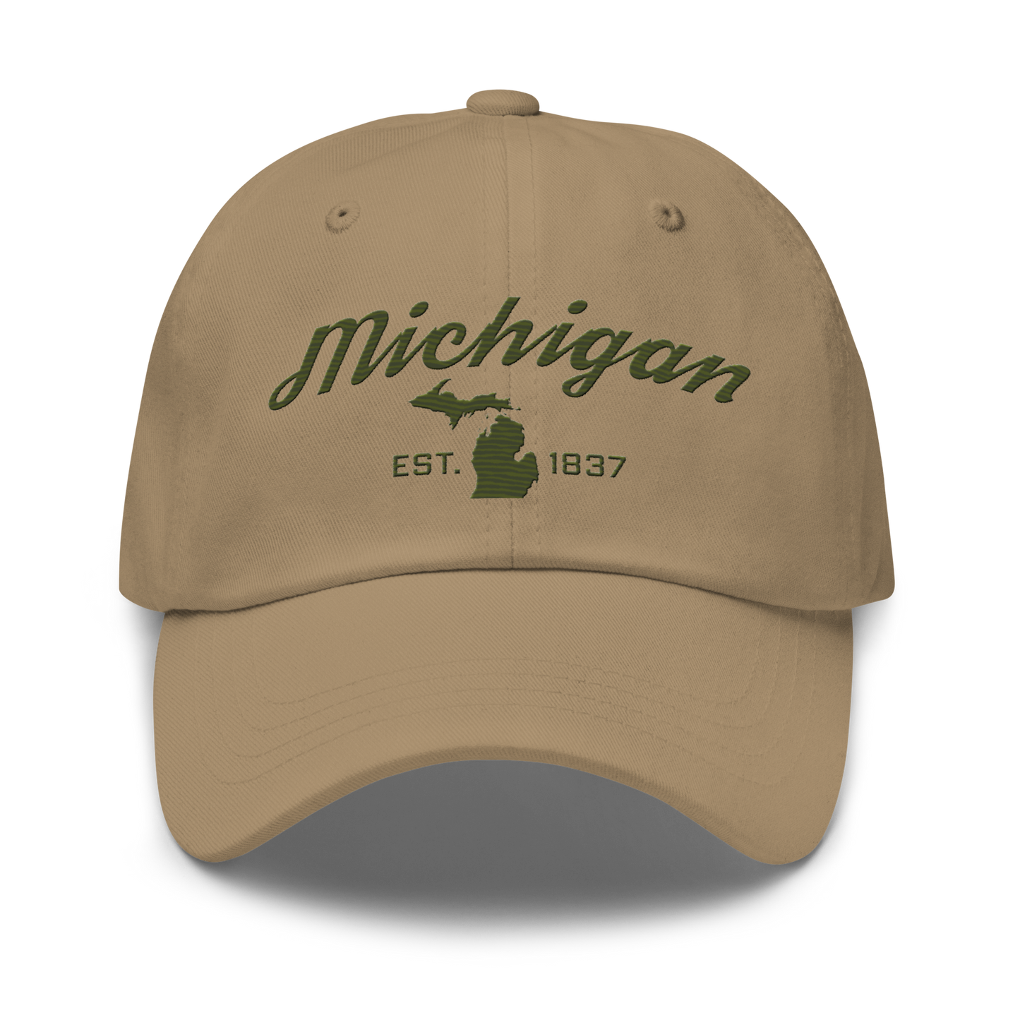 'Michigan EST 1837' Dad Hat (Script Font) | Army Green