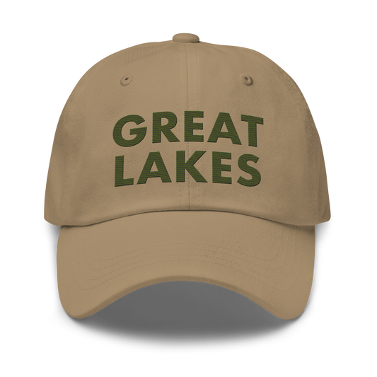 'Great Lakes' Dad Hat (Geometric Sans Font) | Army Green